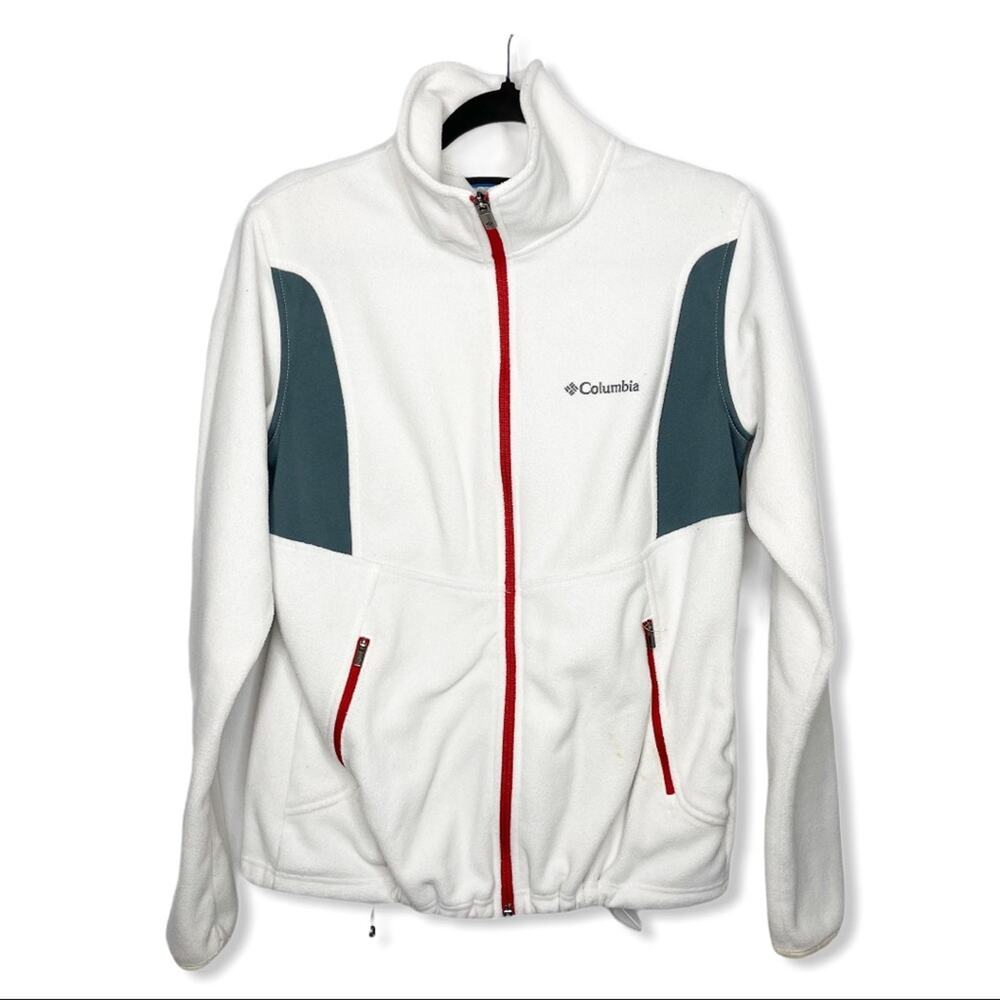 COLUMBIA / white colorblock full zip fleece jacket